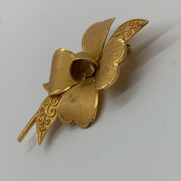 Vintage Bond Boyd gold filled vermeil sterling flower brooches, 2” - Picture 2 of 3